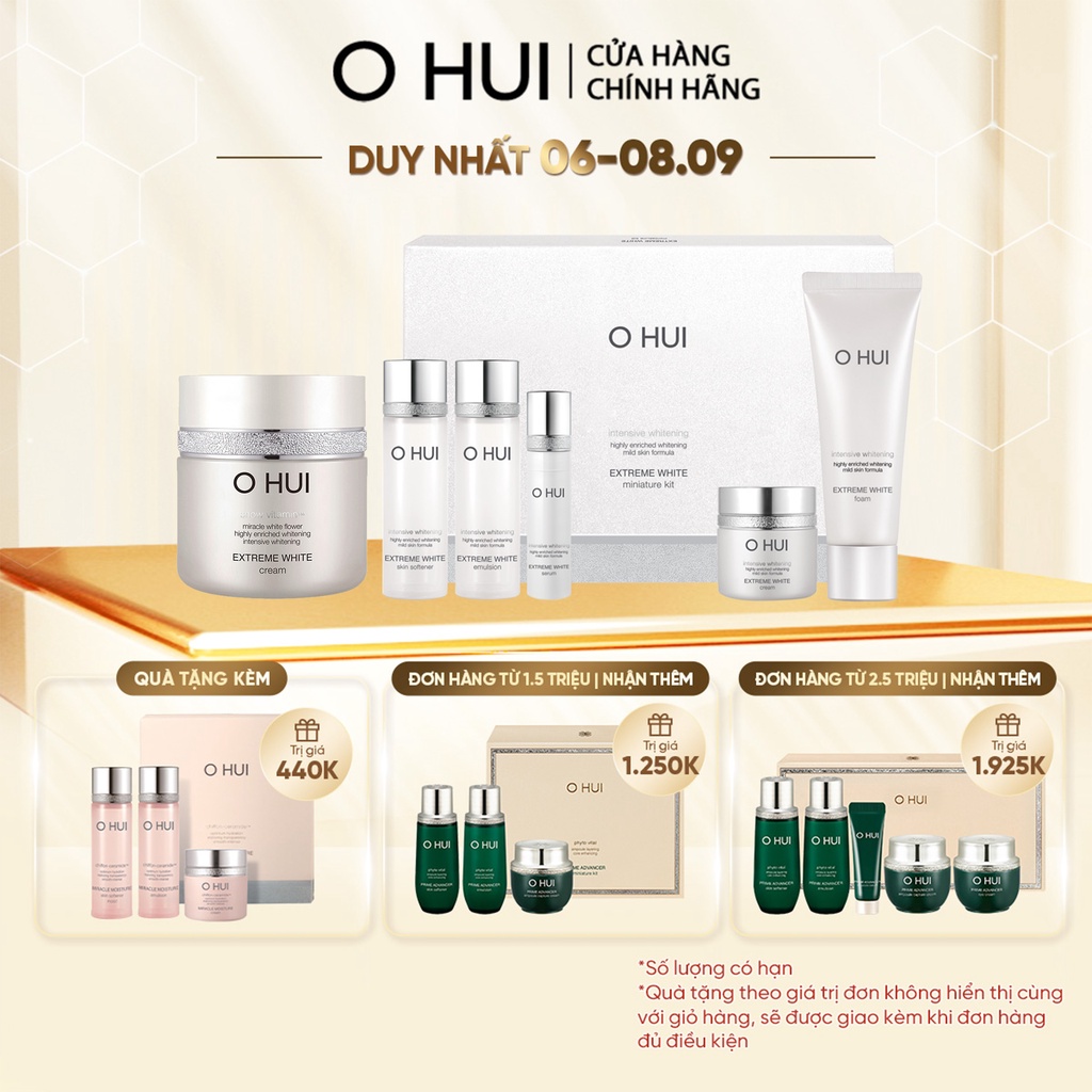 Bộ dưỡng trắng da sáng rạng rỡ OHUI Extreme White Cream Special Set