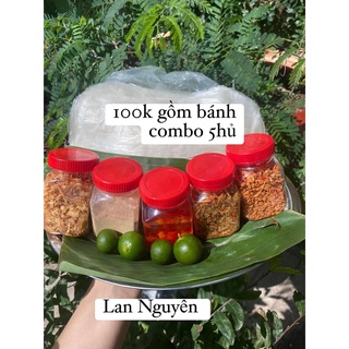 Combo 0.5kg bánh tráng phơi sương + muối nhuyễn + hành phi + sa tế + ruốc + muối trộn hành phi
