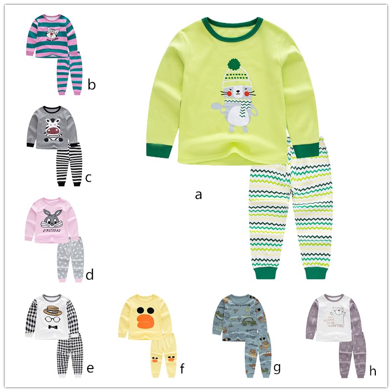 2 Bộ Đồ Ngủ Cotton Tay Dài In Hình Gấu Trúc Cho Bé 3-13 Tuổi