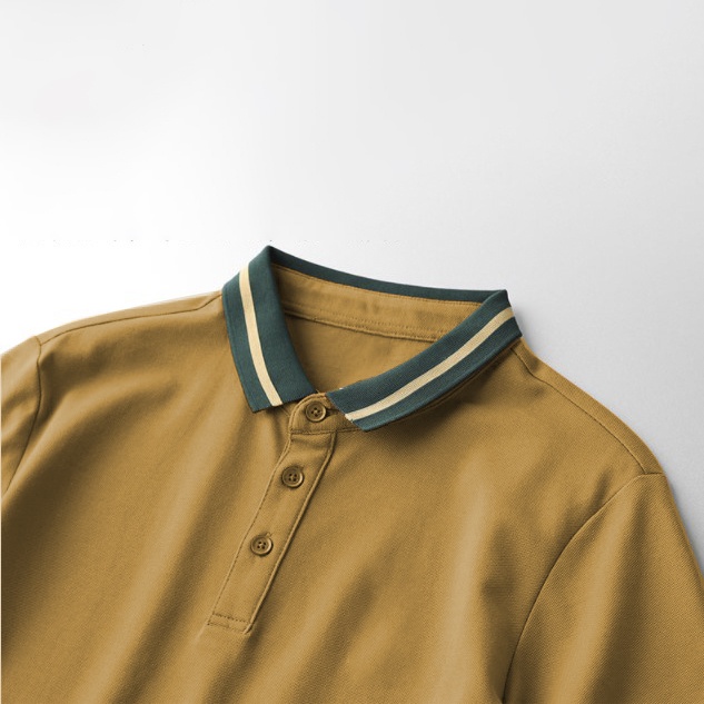 Áo Polo Nam FEEL GOOD cổ bẻ tay ngắn basic màu Coffee VIỀN CỔ KẺ SỌC đẹp vải cá sấu cotton cao cấp xuất xịn chuẩn form | BigBuy360 - bigbuy360.vn