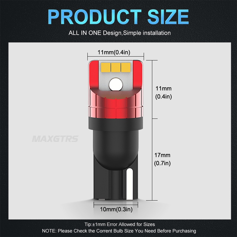 MAXGTRS Bộ 2 Đèn LED T10 W5W 15W 194 168 2020 Ánh Sáng Trắng Xanh Cao Cấp Dành Cho Ô Tô