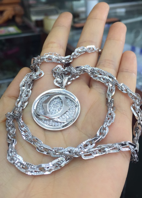 Vòng cổ bạc thật mạ vàng trắng mẫu cao cấp dày dặn