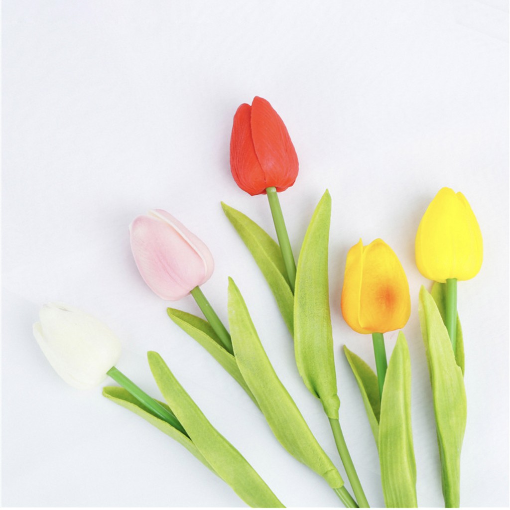 Hoa giả - Hoa tulip lá thẳng PU cao cấp - decor trang trí nhà cửa Lizflower