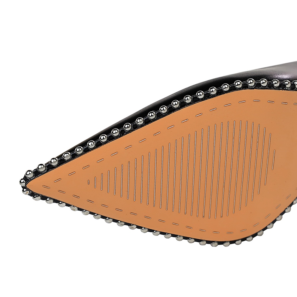 BIGTREE Giày Cao Gót 10.5cm Mũi Nhọn Miệng Nông Trang Trí Đinh Tán Plus Size Cho Nữ Mall-1829-3