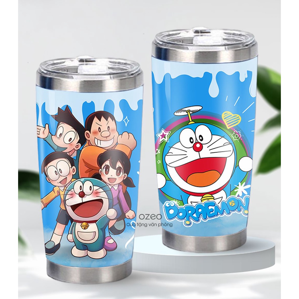 Ly Giữ Nhiệt LyIn 600ml Inox 304 In Hình Doraemon Siêu Đáng Yêu, Kiểm Định Chất Lượng An Toàn SK, Bình Giữ Nhiệt 12h