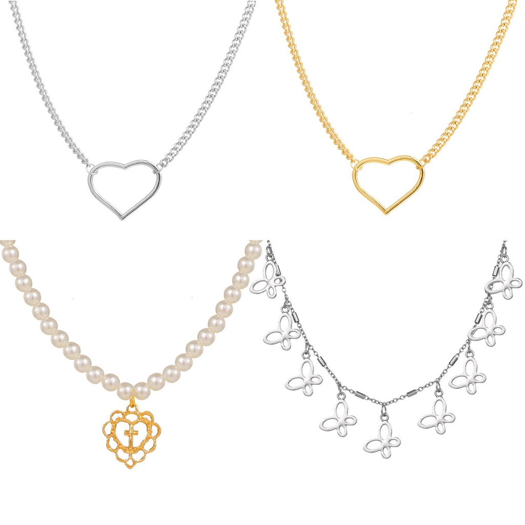 Vòng cổ choker dáng ngắn đính hạt ngọc trai nhân tạo hình trái tim dành cho nữ