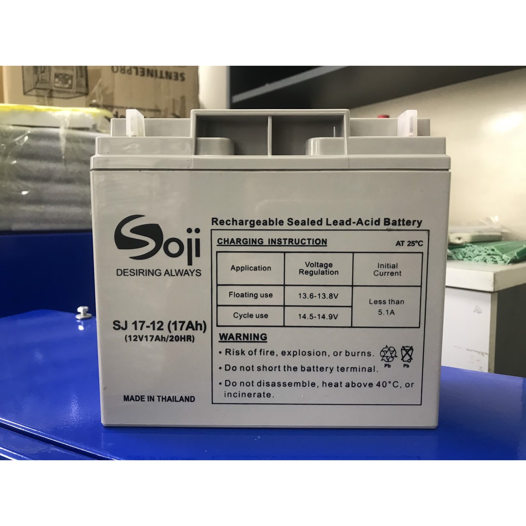 Ắc quy Soji nhập khẩu Thái Lan 12V 17Ah chuyên dụng cho UPS, NLMT