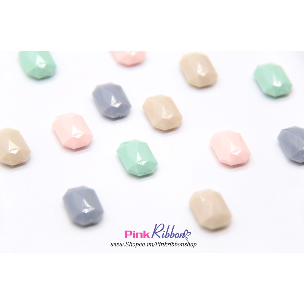SET 10 HẠT - Charm nhựa màu mài giác giả đá KT 1 x 1.4cm
