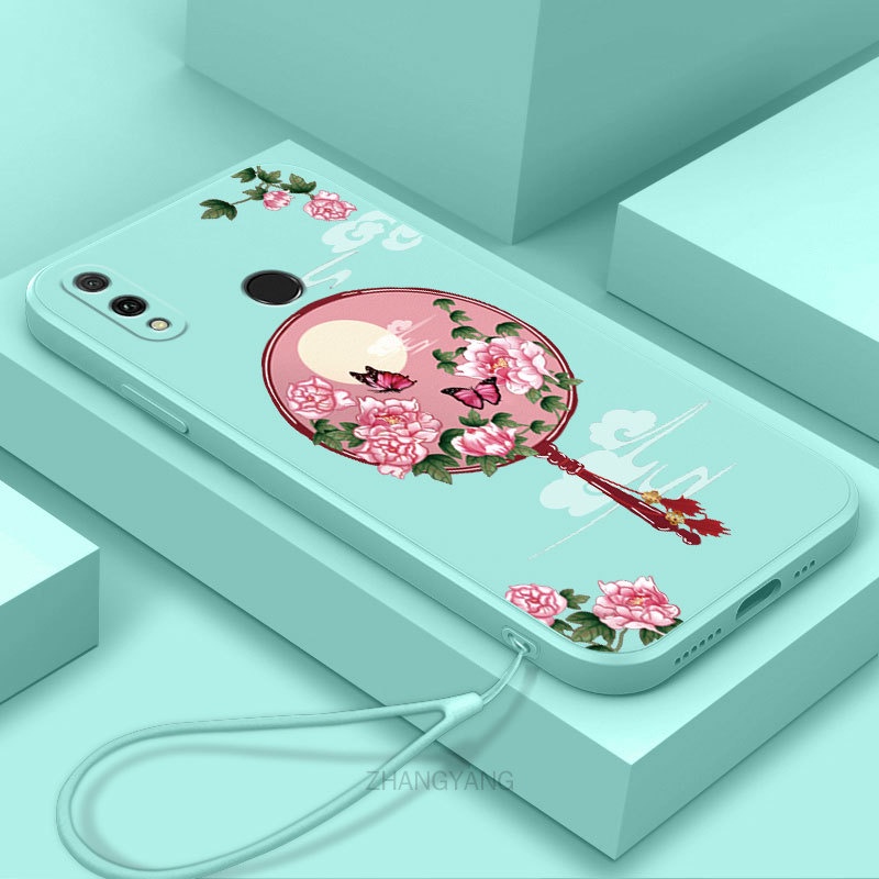 Ốp Điện Thoại Silicone Mềm Họa Tiết Hoa Mẫu Đơn Có Dây Đeo Cho Huawei nova 3i nova 3