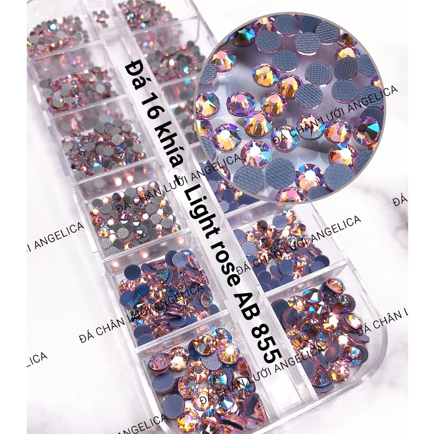 Đá Nail Chân Lưới 16 Khía Light Rose AB Đính Trang Trí Móng ANGELICA 855