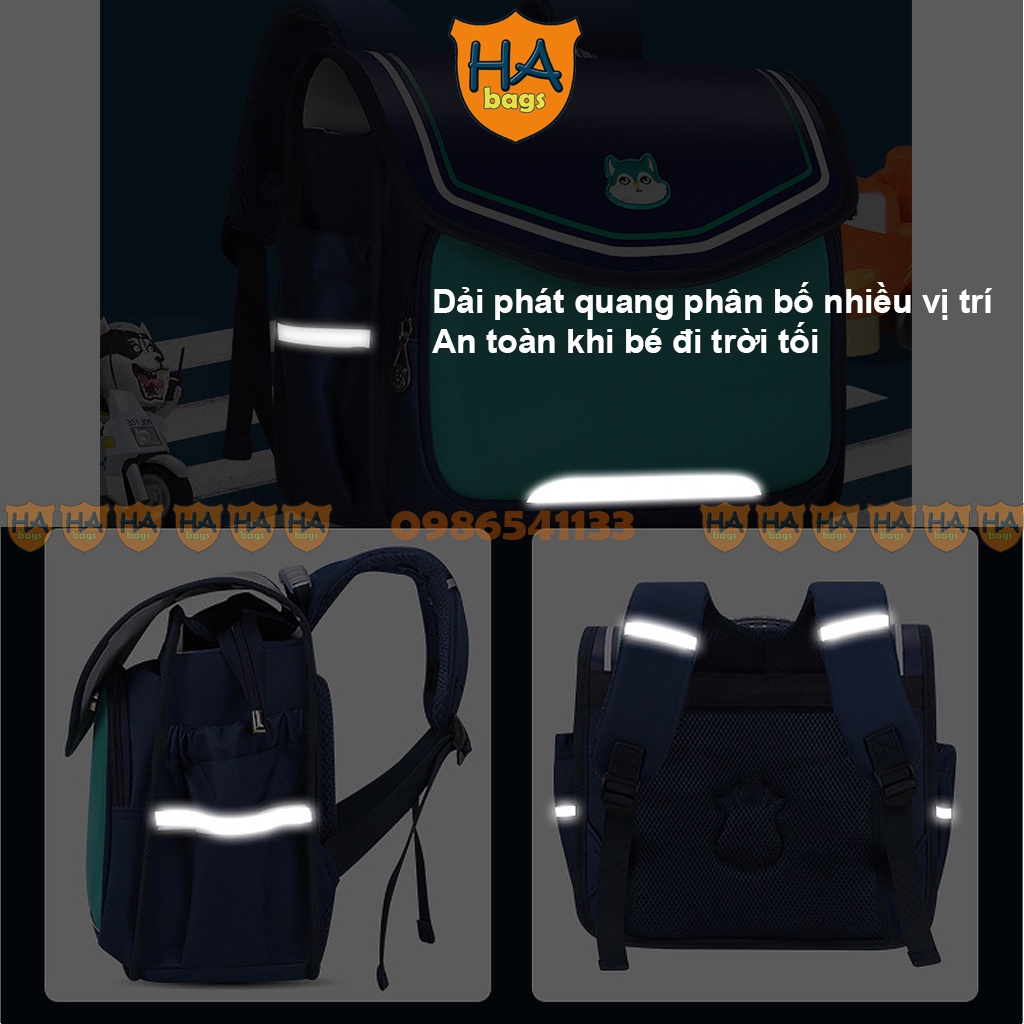 Cặp sách lớp 1, 2 HA1002 kích thước 26x33x14cm mẫu balo cấp 1 năm học mới 2023