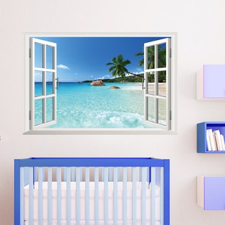 Decal dán tường Cửa sổ biển ngọc