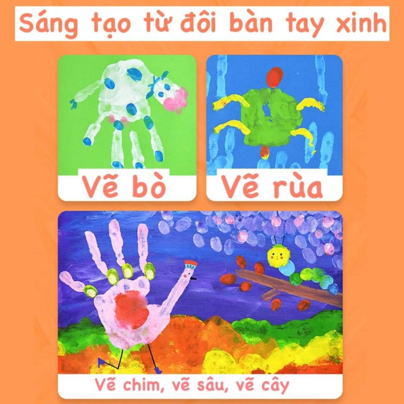 Màu vẽ bàn tay Mideer- finger paint cho bé yêu sáng tạo (tặng file chơi kèm)