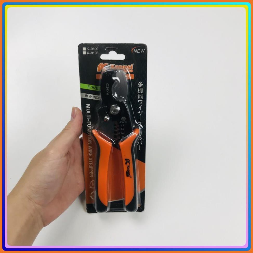Kìm tuốt và cắt dây điện đa năng  KAPUSI 8'' K-9103 JAPAN  Hàng nội địa Nhật