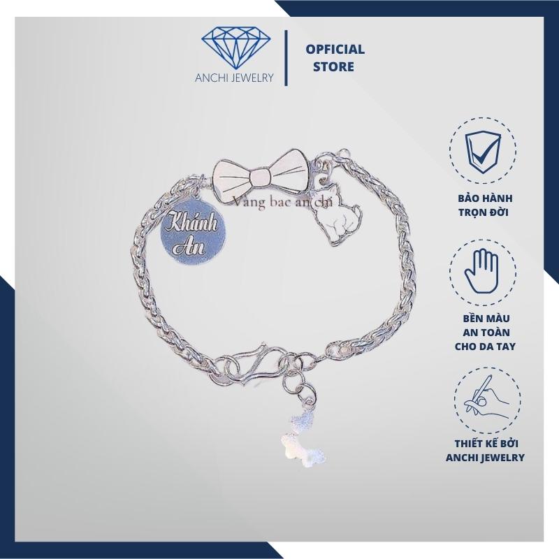 Lắc tay nơ gắn charm 12 con giáp cho bé, chuẩn bạc ta sáng đẹp, Anchi jewelry