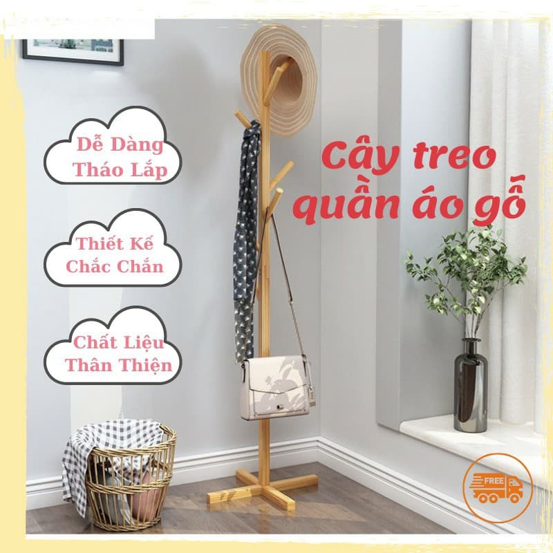 ❤️MIỄN SHIP❤️ Cây Treo Quần Áo Bằng Gỗ Tiêu Chuẩn Xuất Khẩu