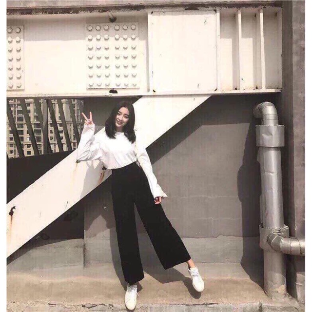 Quần culottes đen ống suông | BigBuy360 - bigbuy360.vn