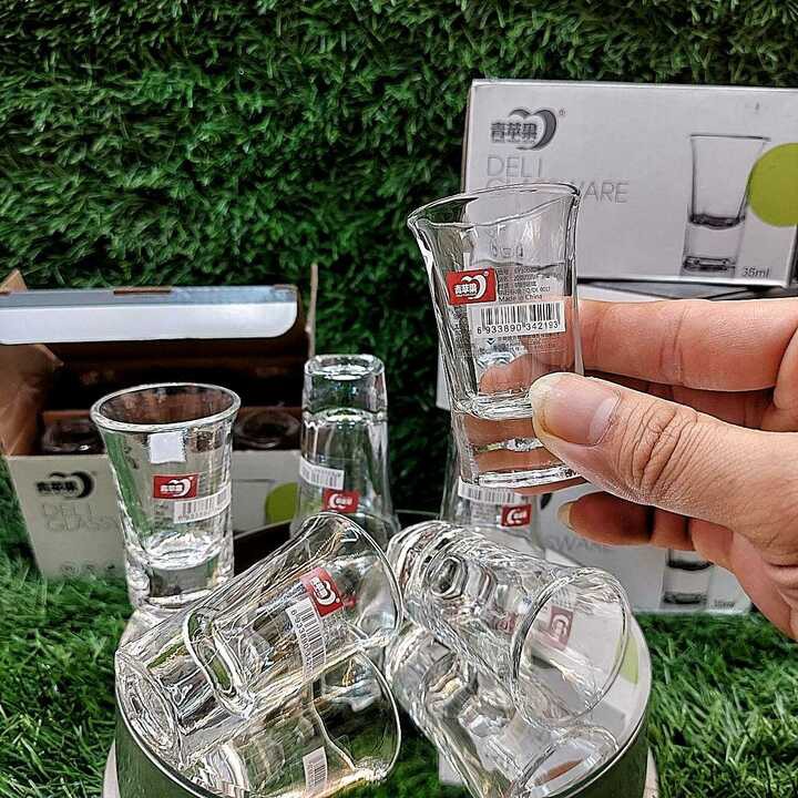 Bộ ly uống rượu nhỏ 35ML cao cấp DELI GLASSWARE (Bộ 6 ly) thủy tinh đế dày –  – Ly rượu thủy tinh, cố