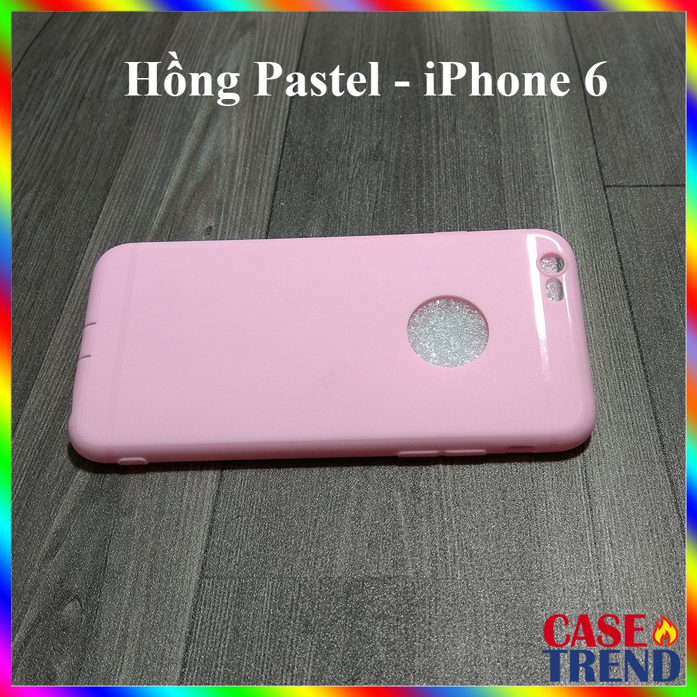 Ốp Lưng iPhone Dẻo Trơn Hở Táo Có Nút Che Bảo Vệ Sạc iPhone 6 6S 6 Plus 6S Plus 7 Plus 8 Plus X XS