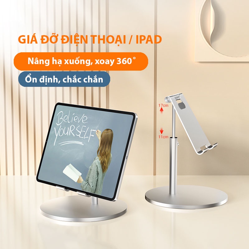 Giá đỡ điện thoại, ipad để bàn hợp kim nhôm S5 GỌN Setups