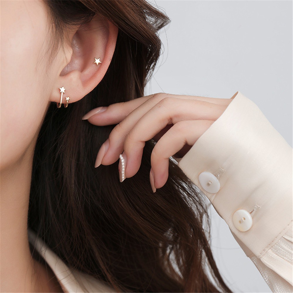 Khuyên Tai Nữ Hình Chữ U Đính Ngôi Sao Xinh Xắn