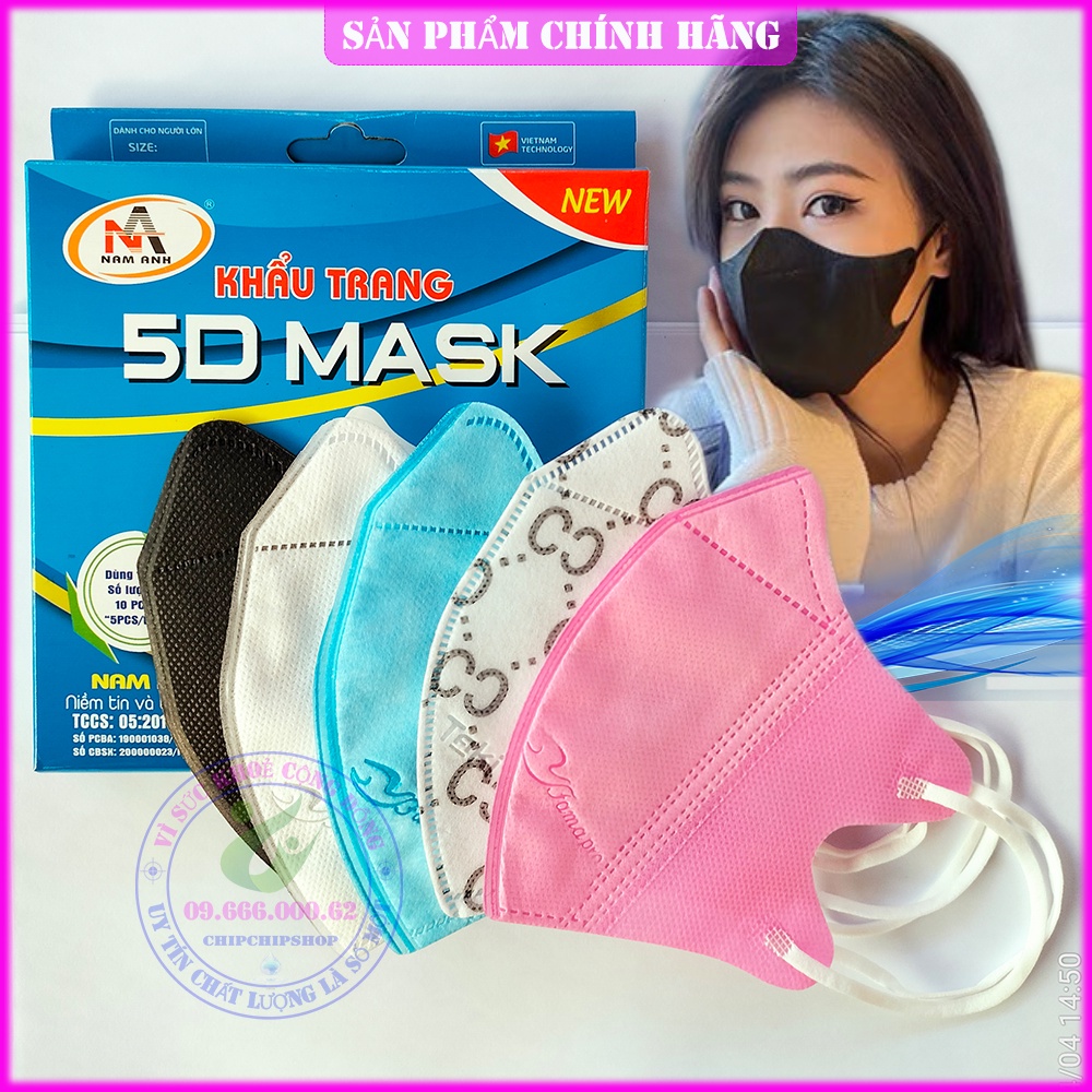 [10 Cái] Khẩu Trang 5D Mask Y tế kháng khuẩn cao cấp chống bụi mịn. Nam Anh, Xuân Lai, Taki, Famapro. 3D 4D 6D N95 KF94.