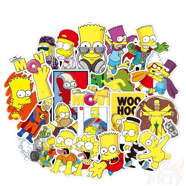 Sét 30-50 Sticker gia đình simpson ép lụa -hình dán simpson có đề can bóc dán