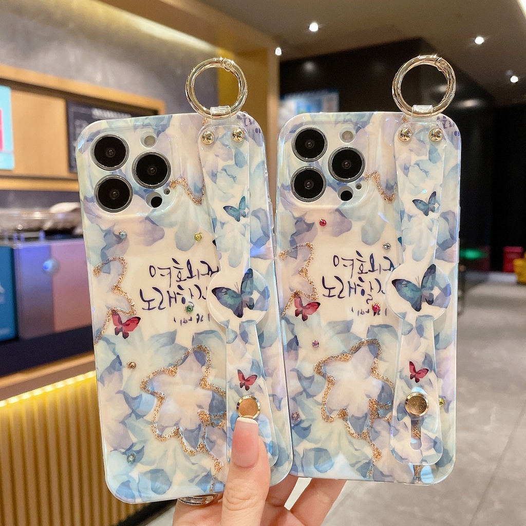 Ốp Điện Thoại Họa Tiết Hoa Có Dây Đeo Cho iPhone 7 8 Plus X Xr Xsmax11 12 13 14 Pro Max