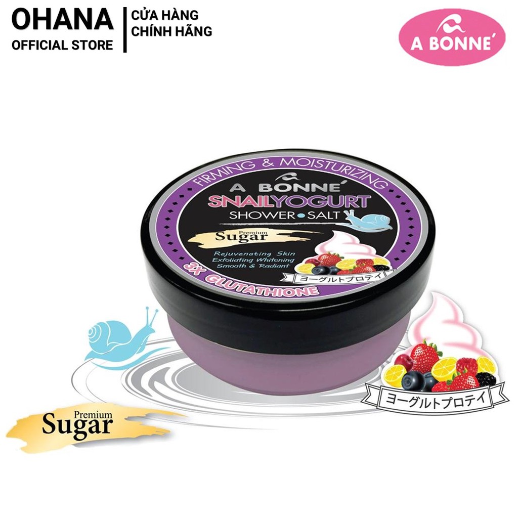 Muối Tắm A Bonne Sữa Chua Và Chiết Xuất Ốc Sên Tẩy Tế Bào Chết, Làm Trắng Da A Bonne Snail Yogurt Shower Salt 350g (Hũ)