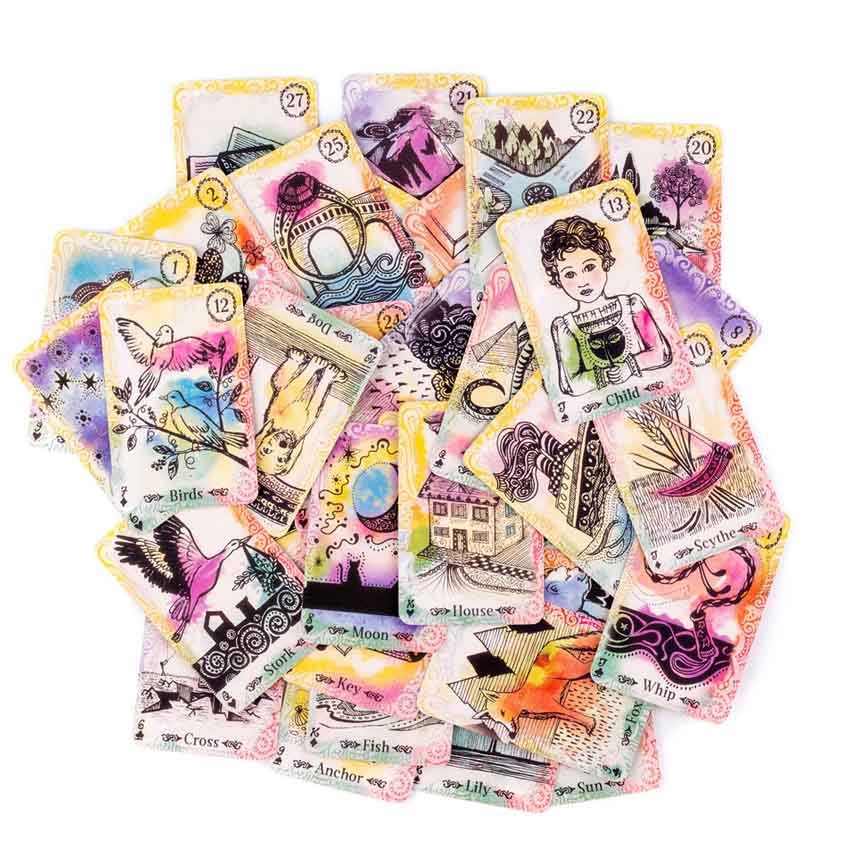Watercolour Lenormand Oracle Card Game Thẻ Trò Chơi Oracle Màu Nước Vui Nhộn