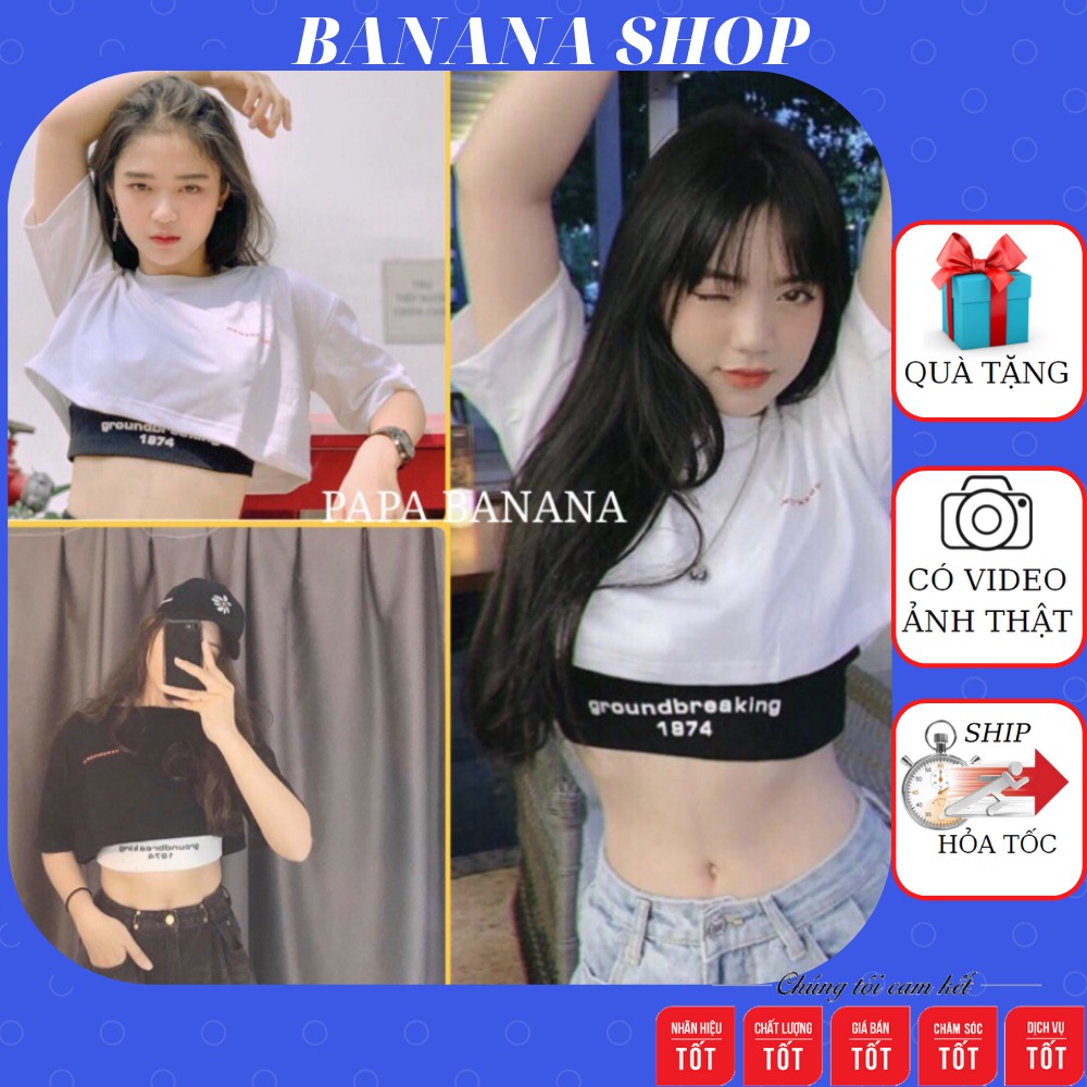 Áo Croptop 💕FREESHIP💕 Set 2 áo Croptop form thụng kèm áo Ba lỗ thêu