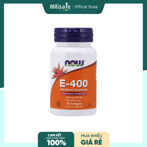NOW Bồi bổ cơ thể Vitamin E- 400 Mixed Toc 50 SGELS