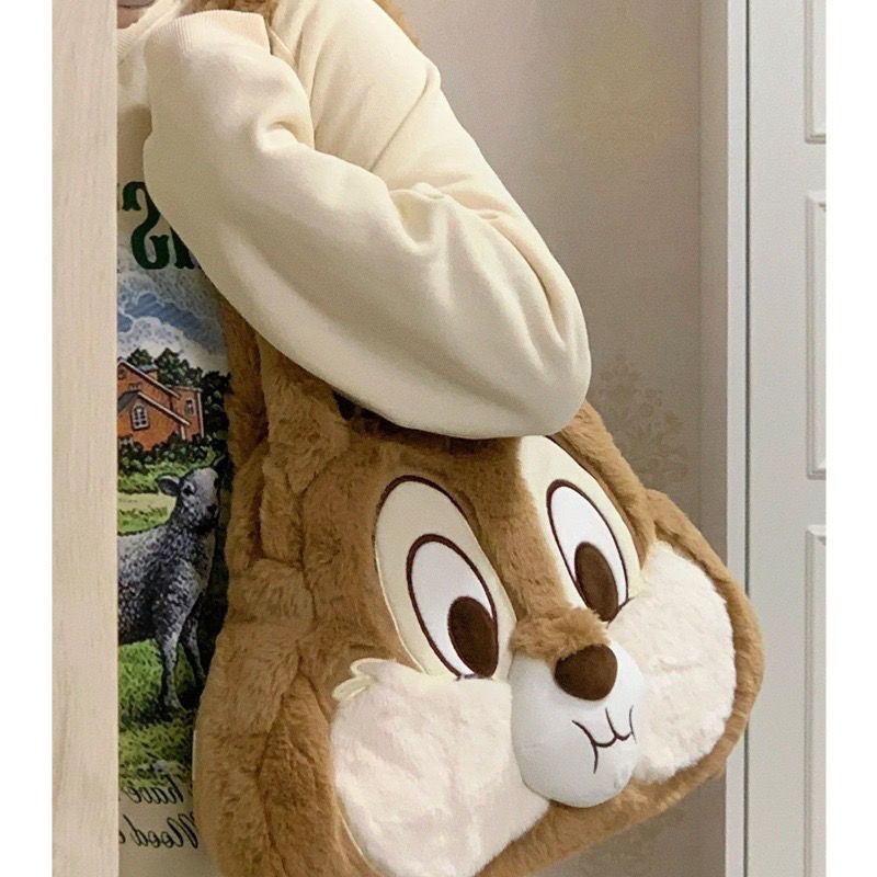 Túi Xách Đeo Vai Cỡ Lớn In Hoạt Hình Chipmunk Qiqi Thời Trang Thu Đông Sành Điệu