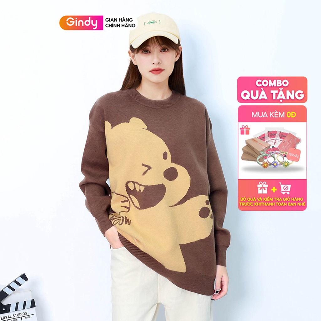 Áo len nữ GINDY hình gấu Pooh tay dài thời trang thu đông AMN002 | BigBuy360 - bigbuy360.vn