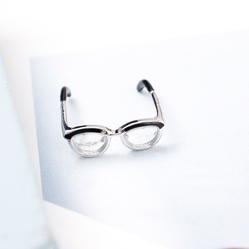 1 Nhẫn Hở Hình Mắt Kính Mini Dễ Thương Có Thể Điều Chỉnh Thời Trang