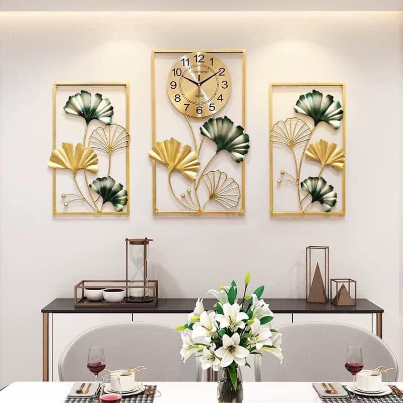 Đồng Hồ Treo Tường Trang Trí 3 Bức Tranh Vuông DH 2862