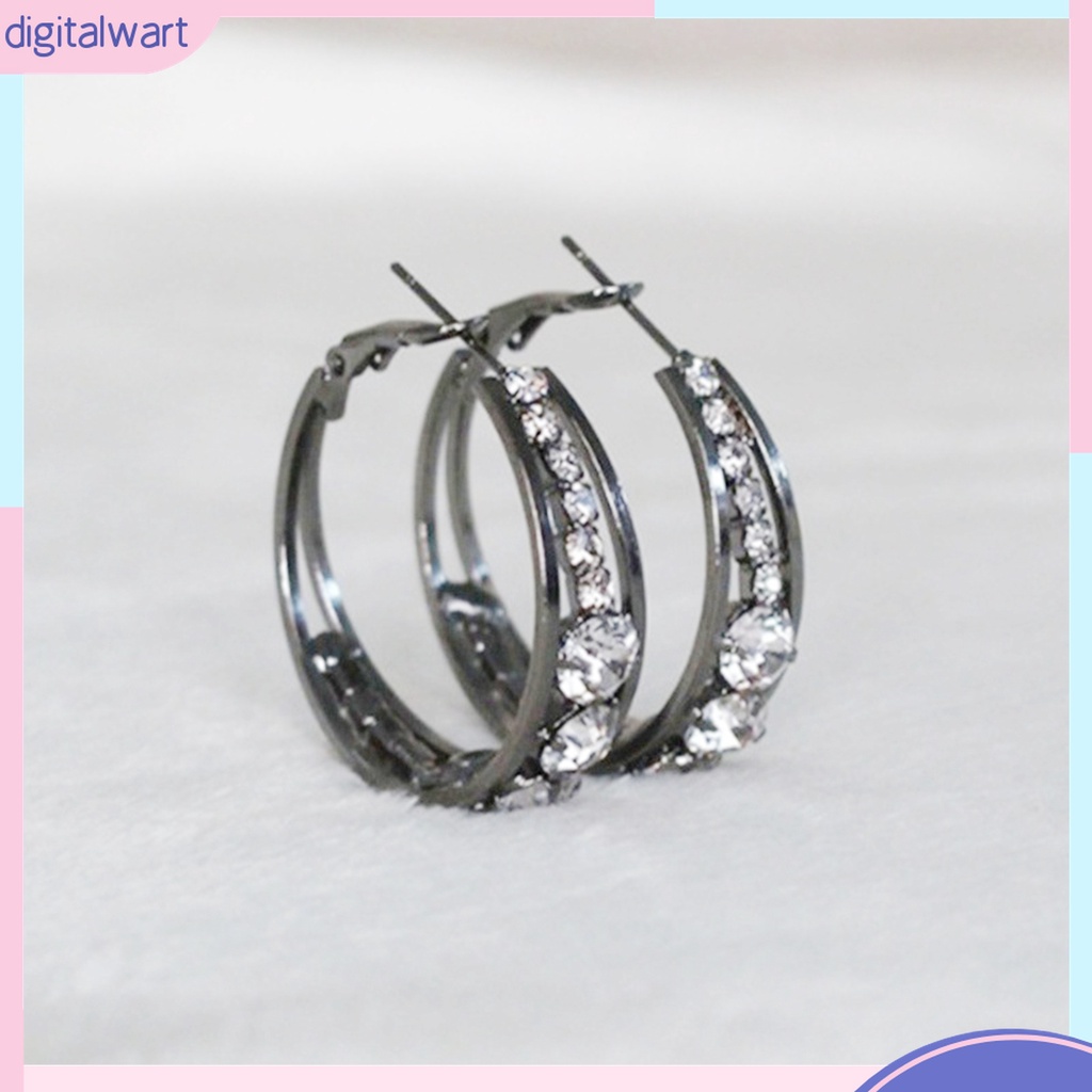 Bông Tai Tròn Đính Đá Lấp Lánh Quyến Rũ Dành Cho Nữ