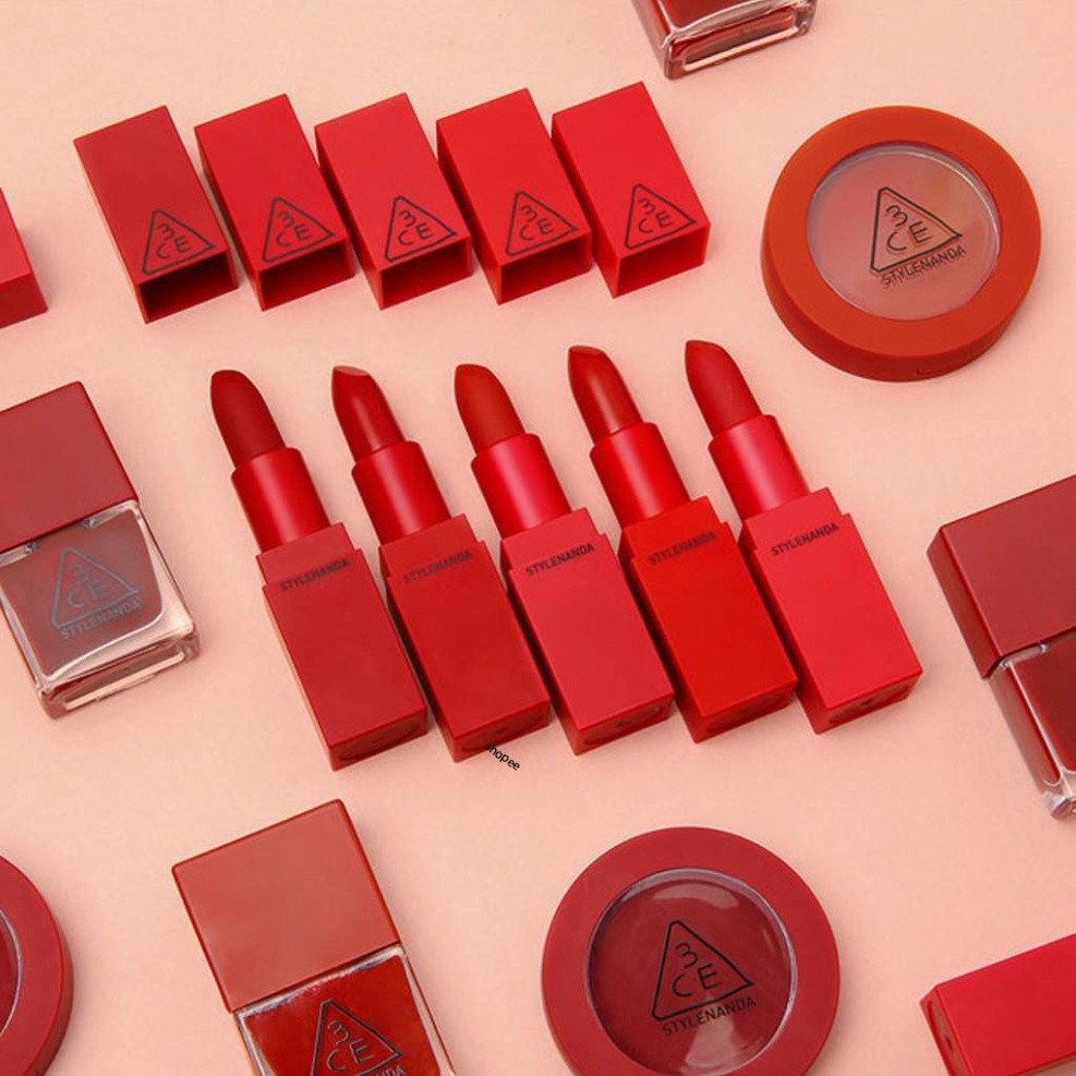 gg1 Set Son 3CE Red Recipe Lip Color Mini Kit Tông Đỏ 1.3g x 5