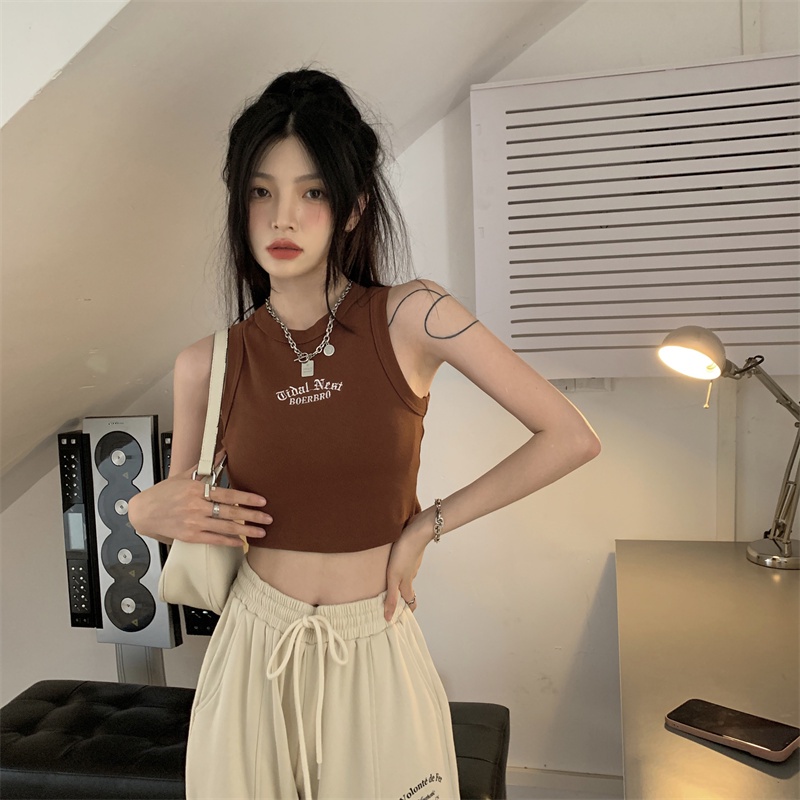 Cocory vn Áo Tank Top Hoạ Tiết Chữ Thêu Thiết Kế Hợp Thời Trang Với 5 Màu Sắc Lựa Chọn