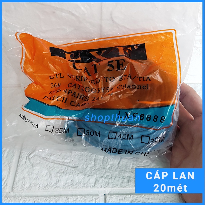 Cáp mạng LAN bấm sẵn 2 đầu RJ45 dài 20m - Cáp internet