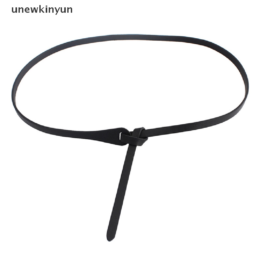 Thắt lưng da bản nhỏ màu trơn thiết kế nút thắt nơ thời trang mới xinh xắn