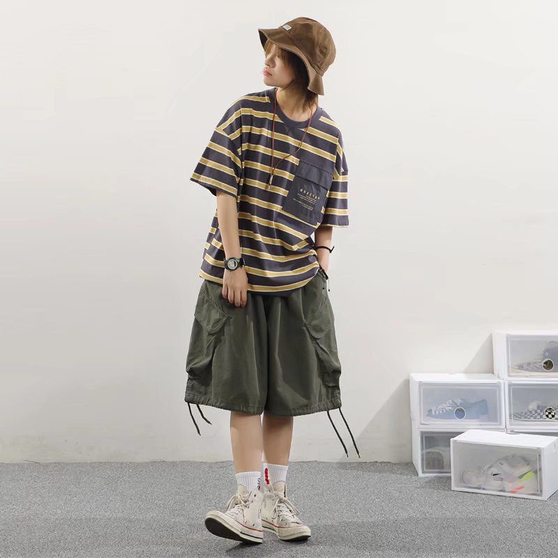 Quần Short Dáng Suông Rộng Nhiều Túi Phong Cách Hip Hop Đường Phố Cho Nam Size M-4XL