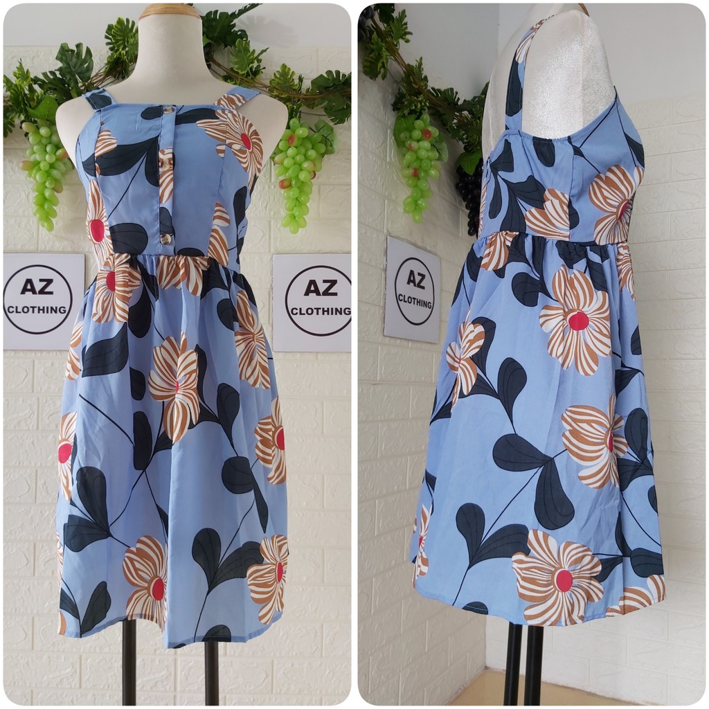 ĐẦM HOA DÁNG XÒE 2 DÂY FREE SIZE