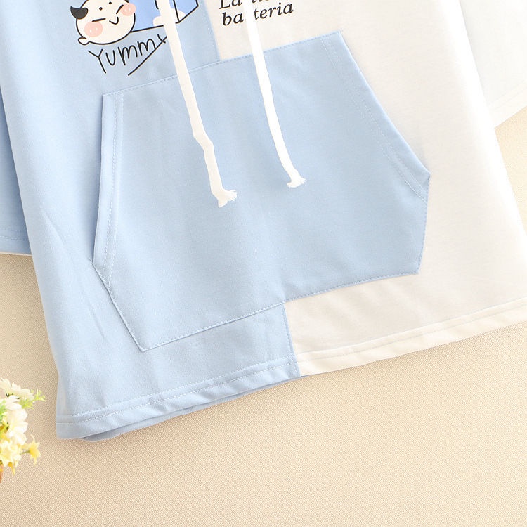 Áo Thun Tay Ngắn Có Nón Thời Trang Dành Cho Nữ