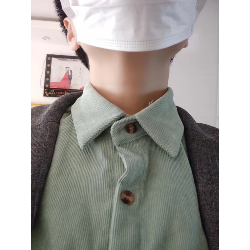 Áo sơ mi nhung nam nữ uinisex phong cách Hàn Quốc cổ điển | BigBuy360 - bigbuy360.vn