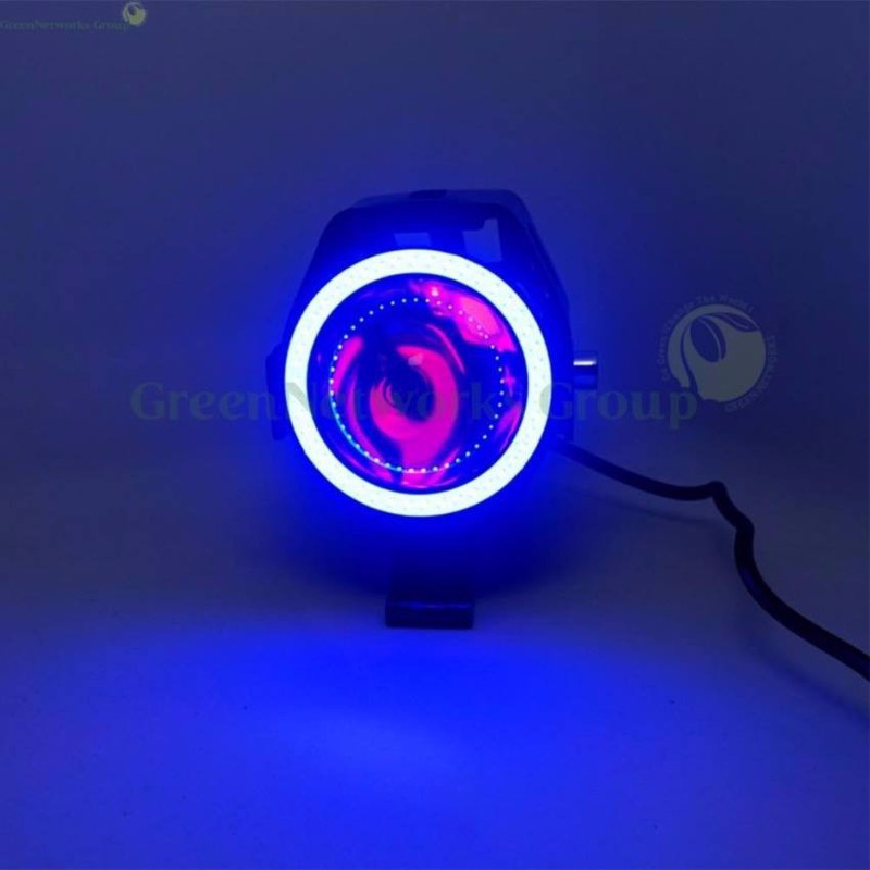 Bộ 3 đèn pha led U7 trợ sáng xe máy mô tô xanh + Tặng công tắc led