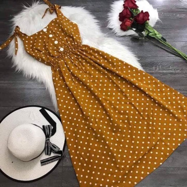 đầm maxi 2 dây sang chảnh