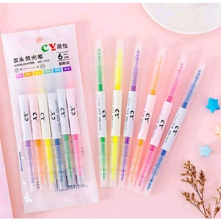 Sét 6 bút dạ quang hai đầu