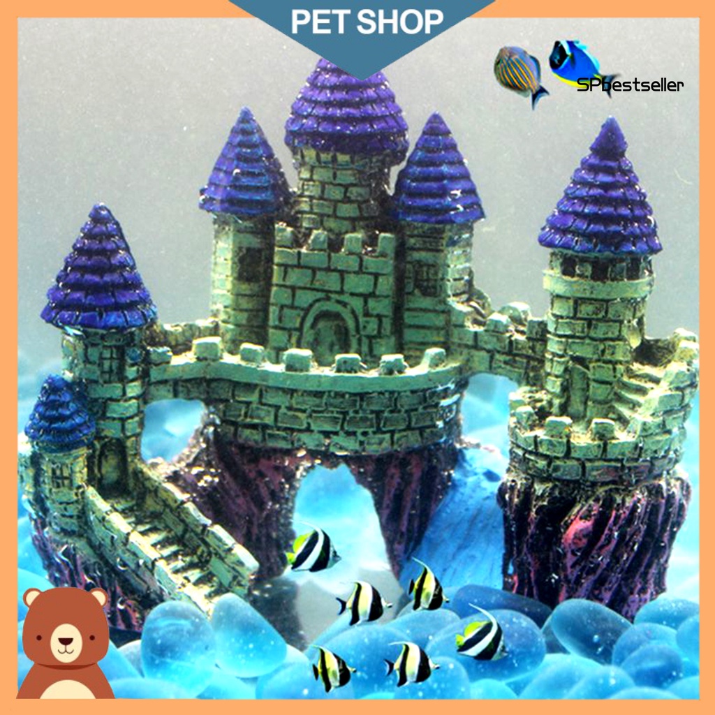 Đồ trang trí Lâu Đài Bằng Nhựa Resin Phong Cách Châu Âu Dùng Trang Trí Bể Cá