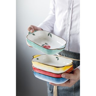 Đĩa sứ tay cầm hoạ tiết vẽ tay đáng yêu